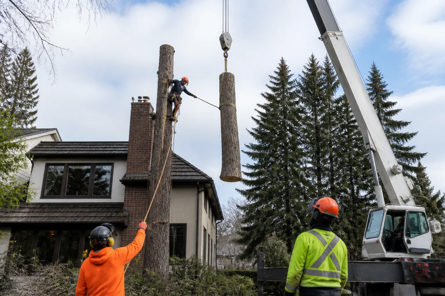 Crane-Assisted Tree Removal